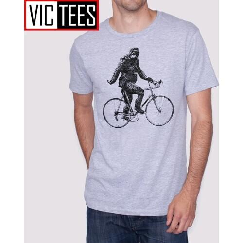 Men T Shirt Men Sasquatch Cyclist Biking Funny Chimpanzee Men Monkey Tees Shirt Brand Adult Cotton T-Shirt Sale