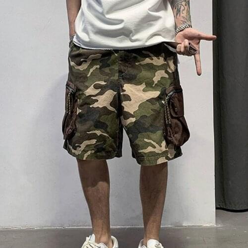 Summer Europe Men Camouflage Shorts Fashion Knee Length Cargo Pants Europe Street Loose Cool Boy Short Pants Casual Trousers