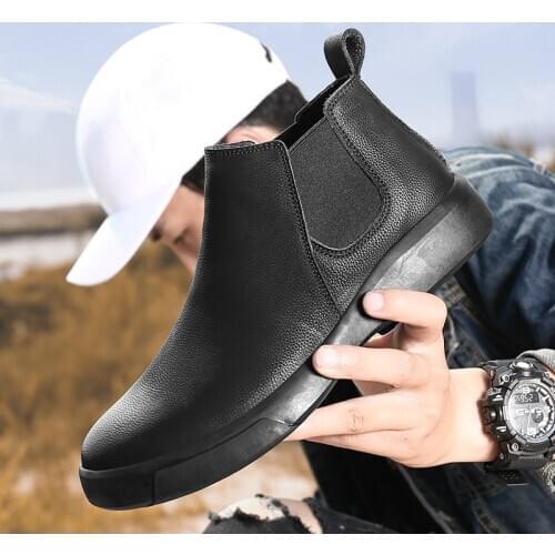 Spring Fashion Leather Men Boots Men Brown Ankle Boots High Top Fashion Sneakers Men Shoes