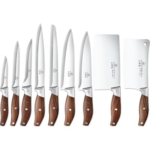 Little Cook handmade Kitchen knives set fixed blade Butcher cleaver utility chef bread Sushi chef paring knife Cooking tools