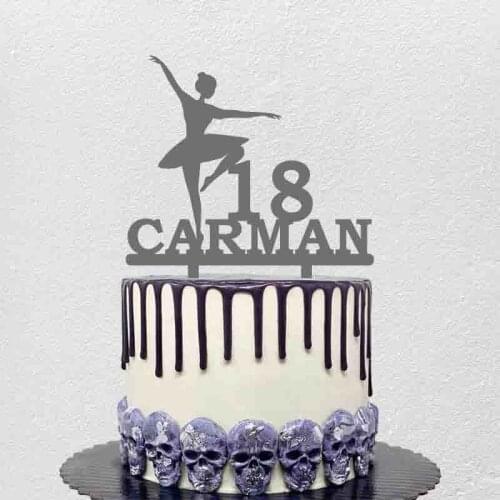 Personalized Girls Birthday Cake Topper Custom Name Age Girl Dancing Ballet Cake Topper For Girl Birthday Cake Decoration YC155