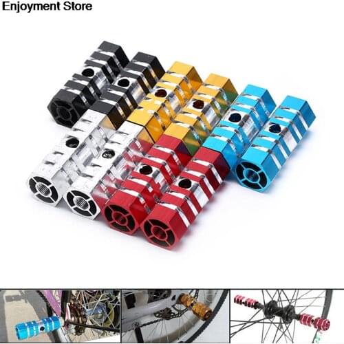 2pcs Bicycle Bike Pedals Axles Aluminum Alloy Stunt Foot Pegs Pedal for Bicycle Cycling Bike Parts 5 Colors