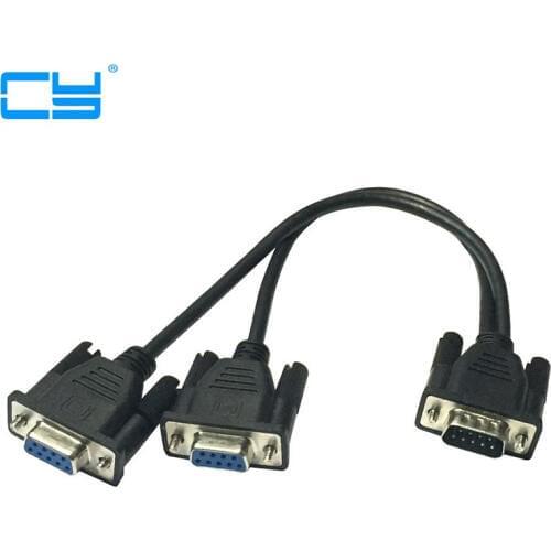 Serial Rs232 DB9 Macho para 2 Feminino Splitter Cabo Rs232 Macho para 2 Feminino 2 em Um Unico Cabo para Caixa Registadora Exibe