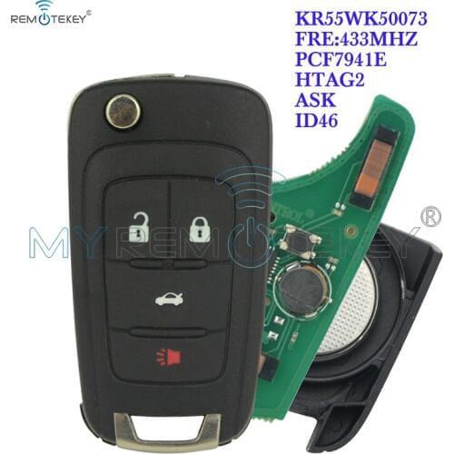 Remtekey 13500227 4 Button HU100 Key Blade 434Mhz for Holden Chevrolet Cruze Vauxhall La Crosse Uncut Blade Remote Car Key