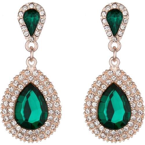 Palace Retro Luxulite Full Drilling Water Drop Rhinestones Female Earrings Sweet Earrings Long Earrings Crystal Earrings