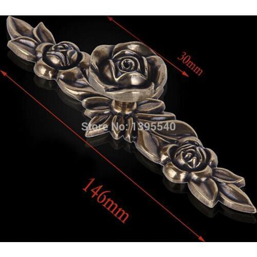 New146mm Bronze Zinc Alloy Rose Kitchen Cabinet Handle Antique Cabinet Drawer Handle&Knob Eur-Style Furniture Hardware Bar Pulls