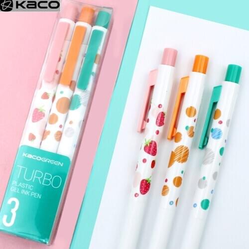 Kaco TURBO Gel Pens 0.5MM Black Ink Neutral Gel Pen 3PCS/Set Ballpoint Pen 800M Writing Length For School Office Stationery Pens