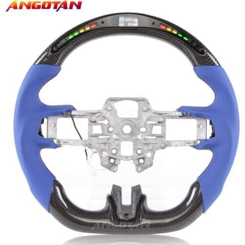 Steering Wheel Fit For Mustang 18-20 Carbon Fiber LED Perforated Leather Wheel