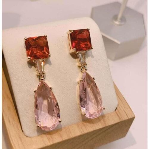 Zircon earrings short and simple stylish earrings drop shaped earrings geometric earrings for women