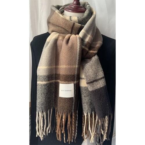 Luxury Cashmere Womens Scarf Spring Winter Plaid Cappa Opera Cape Wraps Female Tippet Bandana Scarves Headscarf Foulard Mujer