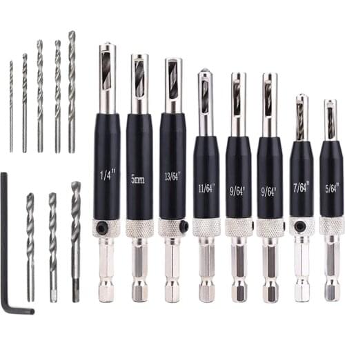 Hinge Drill Bit Set Self Centering Drill Bit Woodworking Hole Opening for Wood Door Window with 1 Hex Key
