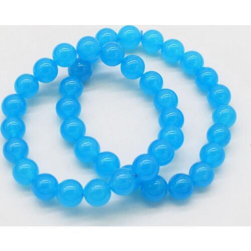 Blue jades beads round 6/8/10/12mm bracelet 7.5inch wholesale beads FPPJ FPPJ