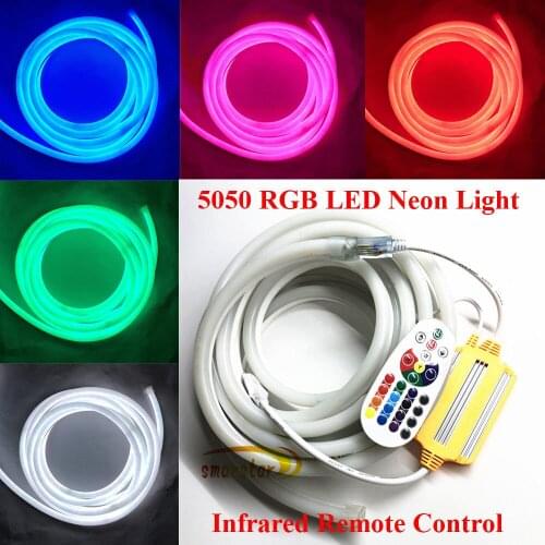 Smarstar 110V 5050 RGB Soft LED Neon Light Garden Camping Wedding Waterproof Infrared Wireless Control Milky Silicone LED Light