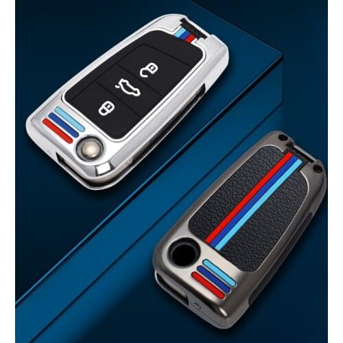 Zinc Alloy Style Car Key Cover Case Folding 3 Button Keyfob For Volkswagen VW Passat 2017 2018 Shell Accessories