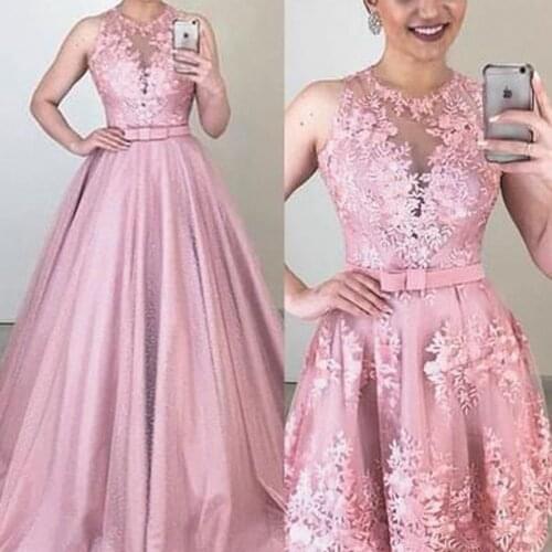 SuperKimJo Pink Wedding Dresses for Bride Lace Applique Sleeveless Boho Elegant Cheap Bridal Dresses Vestido De Noiva