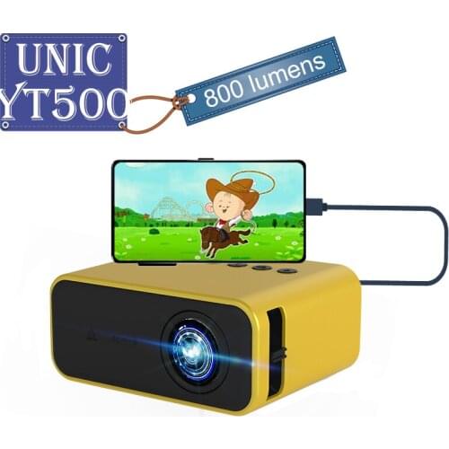 UNIC YT500 LED Projector Support 1080P Video Proyector Portable Projektor Home Media Audio Multimedia Player 320*240 VS YG300
