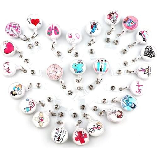 DZ1693 Top Quality Retractable Nurse Badge Reel Clip Cartoon Medicine Doctor Students IC ID Card Badge Holder keychain Wholesale