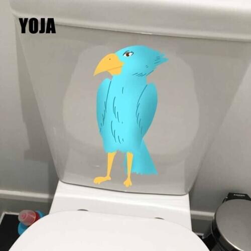 YOJA 12.9X23.2CM WC Toilet Decal Funny Parrot Blue Bird Kids Room Decoration Wall Sticker Mural T5-0751