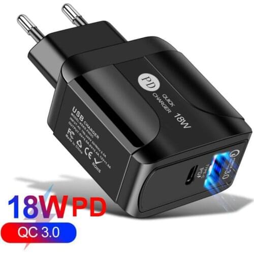 PD Charger 18W USB Type C Charger For iPhone 12 Pro Max Mini Quick Charge 3.0 QC PD 18W USB C Fast Charging Mobile Phone Charger