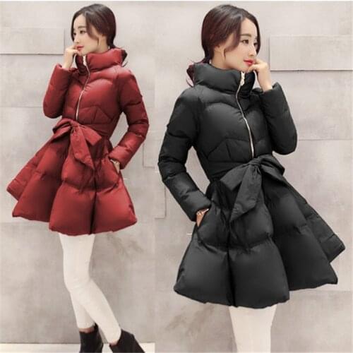 2021 New Fashion Winter Coat Women Warm Outwear Cotton Padded Jacket Coat Womens Clothing Zipper Belt Parkas Manteau femme xa232