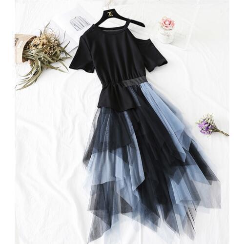 2019 Spring Summer Fashion Women Short Sleeve Dress Elegant Lady Long Patchwork Dressess Sexy Off Shoulder Dress Vestidos WZ757