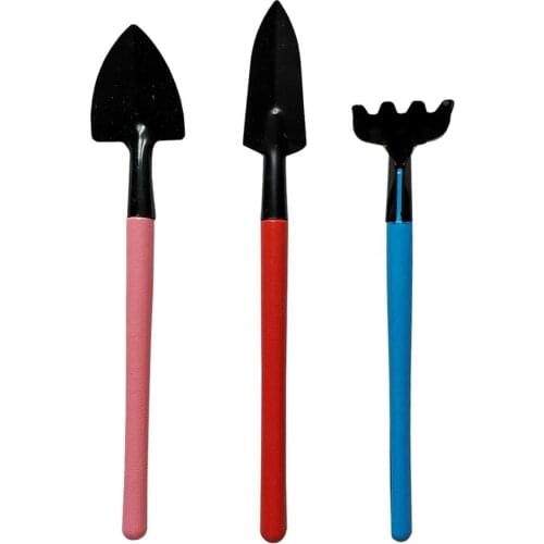 1 Set Colorful Gardening Tool Small Shovel Rake Spade Home Potted Plants Mini Digging Tool Wood Handle Metal Head