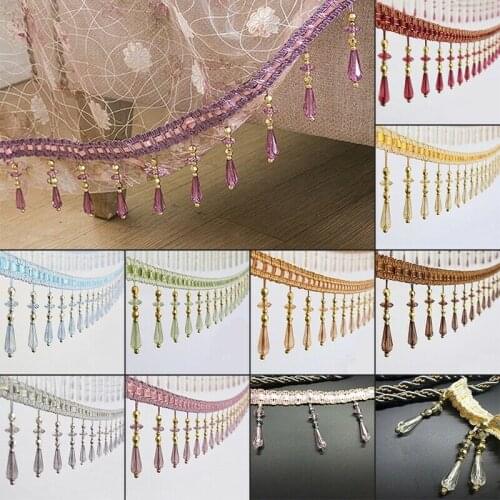 12 Yards/Lot Crystal Curtain Tassel Lace Trimming Sewing Ribbon assel Crystal Bead Fringe Upholstery Curtain Accessory