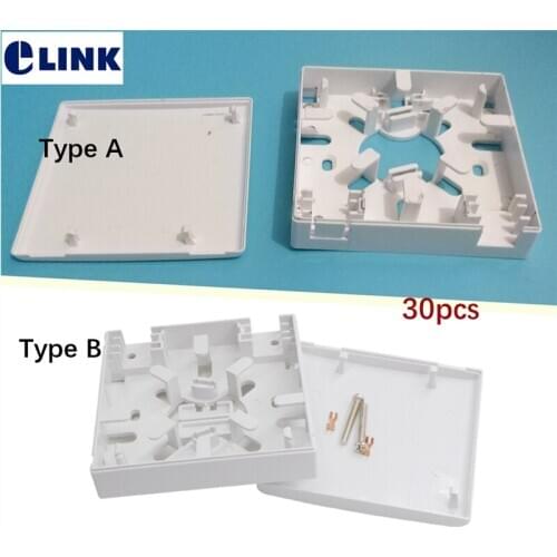 30pcs FTTH Terminal box 86 type ABS junction box wall mount desktop patch panel white 2port plastic box factory wholesales ELINK