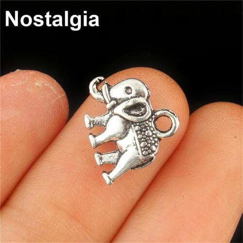 Nostalgia 30pcs Tibetan Silver Plated Cute Small Elephant Animal Charms For Jewelry Making