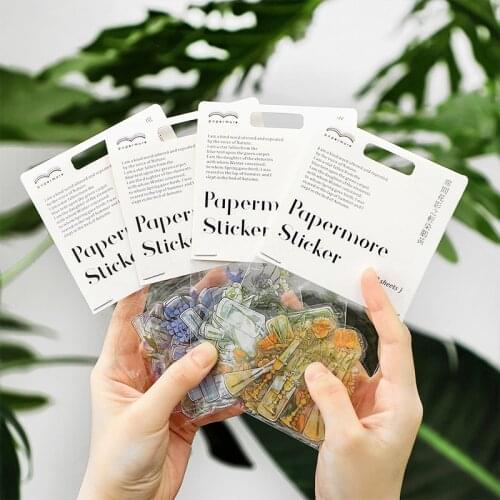 40Sheets/pack Vintageflower Shadow Series Pet Sticker Decoration Scrapbooking Diy Adhesive Stationery Kawaii Diary Label Sticker