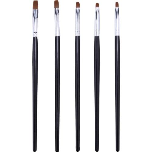 NOQ Professional 5 Pcs Manicure Brushes Nail Art UV Gel Polish Pen Black Drawing Pen Salon Tools Powder Painting Brush
