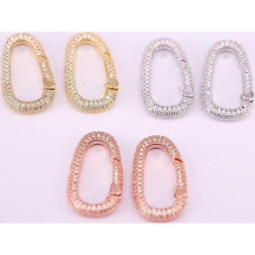5PCS, Gold / Rose Gold / Silver Color Clasp CZ Micro Pave, Carabiner Clasp, Buckle Clasp, Interlocking Clasp, Oval Clasp