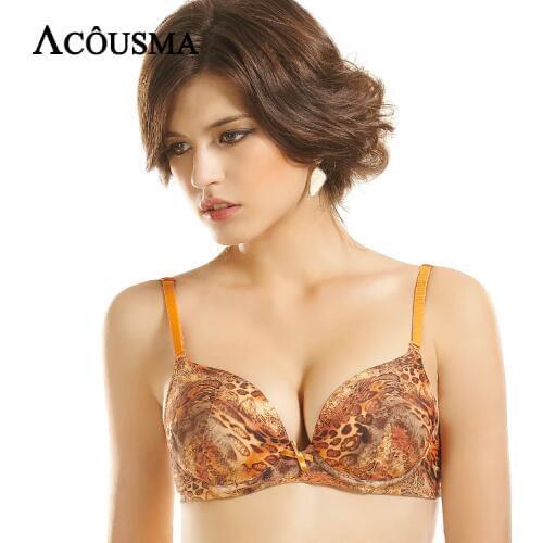 ACOUSMA Women Leopard Print Sexy Bra 3/4 Push Up Brassiere Underwear Female Lingerie Comfortable High Quality 4 Colors Optional