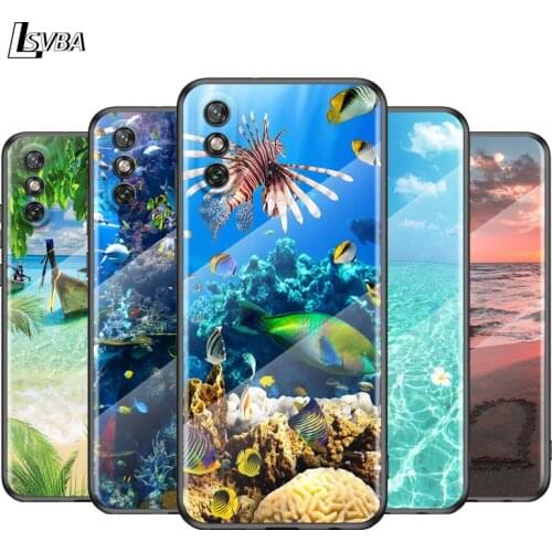 Sea Beach Sunset Glow For Huawei Y6 Y7 Y9 Y5P Y6P Y8S Y8P Y9A P Smart Z 2019 2020 2021Tempered Glass Cover Phone Case