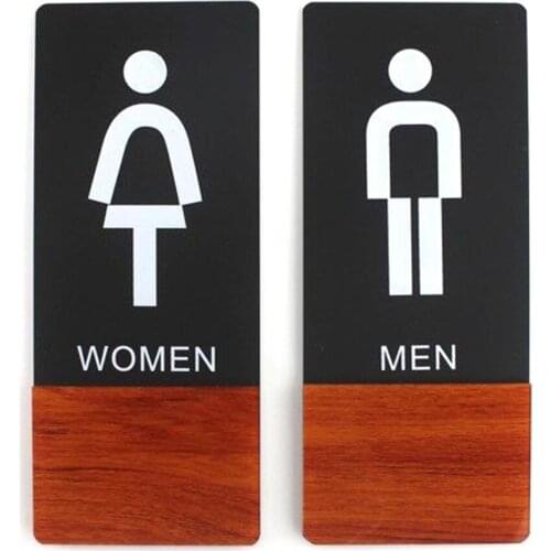 Women Man & Toilet Sign Rest Room Wc Sign Acrylic Door Indicator Signboard Wall Mount Sticky Washing Room Signage Plate Card