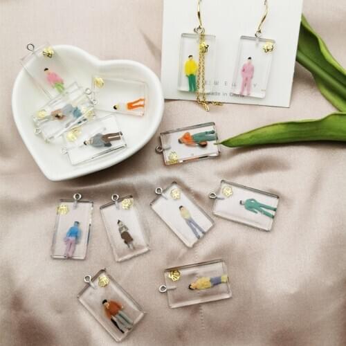 10 BULK Double-sided Acrylic People Charm Clear Charm for Bracelet Keychain Jewelry Making Urban Human Charm KL28DG