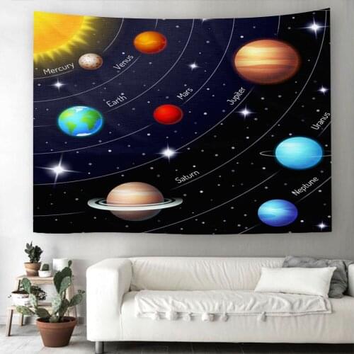 Universe Planet Pattern Tapestry Mysterious Space Hanging Cloth Scene Decoration Wall Hanging Cloth Polyester Material Washable
