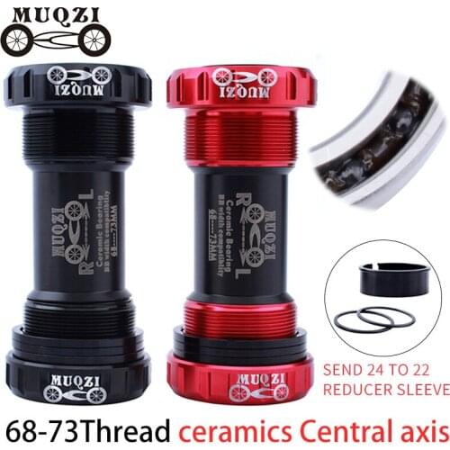 MUQZI Ceramic Bearing Bottom Bracket BB68-73 Screw Thread Crank Sealed Bearing Mountain Bike BC1.37 Fit Axis BB 22 24mm Crankset
