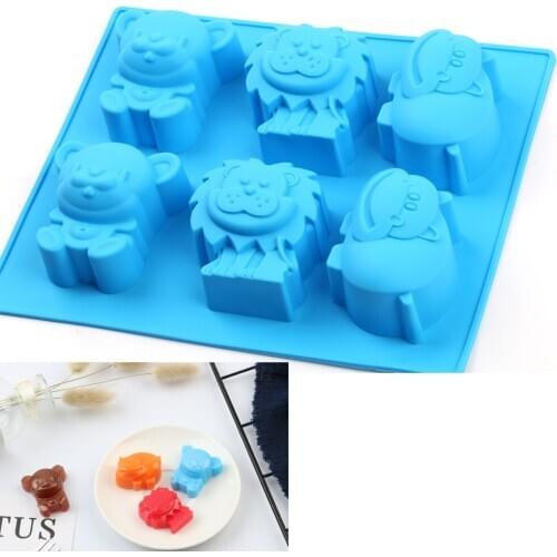 Forest animals Lion bear Cake Mold Silicone Mold For Spap Candy Chocolate Mold Cake Decoration Tools Dropper DIY Cake Tools