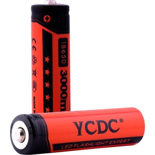 YCDC Original New 3.7V 3000mAh 18650 Lithium Rechargeable Battery Flashlight LI-Ion Batteries With Battery Box