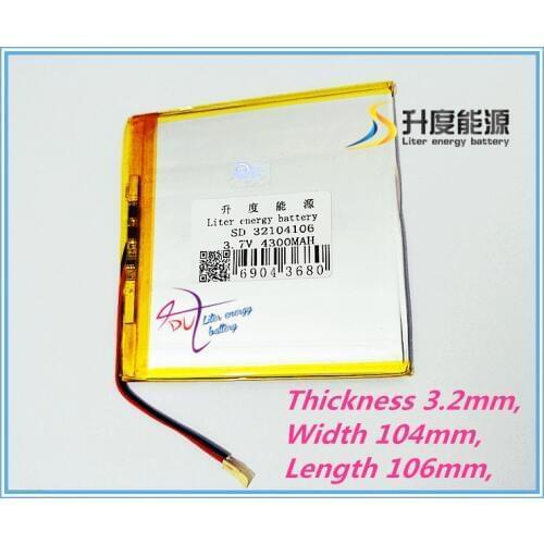 Liter degree energy ultra thin ultra large capacity 3.7V 32104106 Tablet PC battery 4300mAh