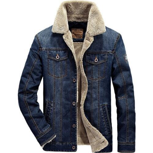 M-6XL Men Jacket And Coats Brand Clothing Denim Jacket Fashion Mens Denim Jacket Thick Warm Winter Outwear Male Cowboy