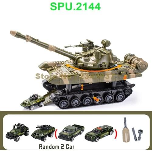7016 Military Deformation Tank Armored Vehicle Sound Music Light 2 Dolls Building Blocks Toy