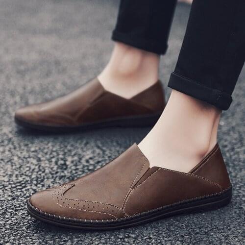 Mens Casual Shoes Real Leather Sleeve Latest Fashion Shoes Casual Classic Retro Business Shoes Zapatos Mens Shoes