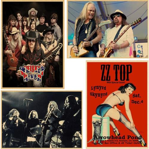 New bande de Rock nostalgique, papier Kraft, affiche de café, de musique, rétro, décor, peinture, autocollant mural