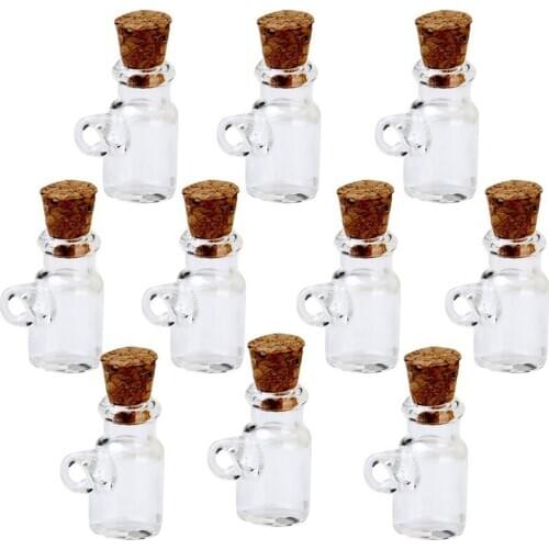 New 10 pcs Mini Wish Bottle Kettle Glass Shape Cork Bottle