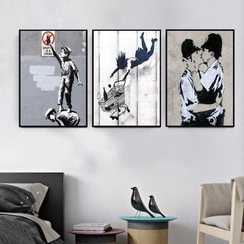 Banksy New Graffiti Wall Art Canvas Painting Nordic Street Poster And Prints Wall Pictures For Living Room Decoration
