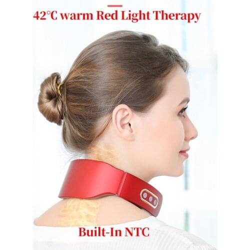 Rechargeable Portable Neck Massage Instrument 42 Celsius Hot Compress Pulse Neck Massager 6 Modes 9 Strength Levels Work Mode