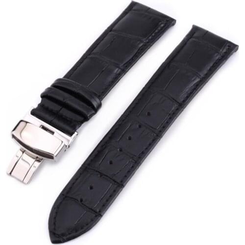 Butterfly Buckle Strap Cowhide Watchband Replacement Unisex Watch Accessory