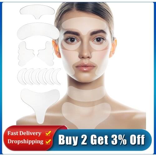 Silicone Anti-Wrinkle Face Patches Tapes Reusable Forehead Neck Eye Lift Adhesive Sticker Pads Facial Skin Tightening Care Tool